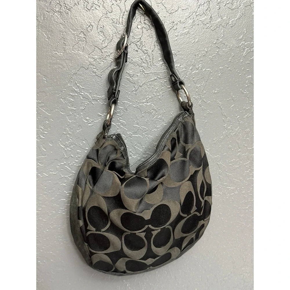 COACH 13642 ALI SIGNATURE HOBO BAG BLACK